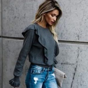 Vici Collection Tender Touch Cotton Ruffle Sweater